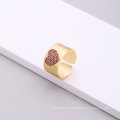 Shangjie Oem Anillo Hip Hop Punk Chunky Heart Open Ring sexy Lippenzirkon Ring Gold breites Band Gold plattiert Kupfer Ring